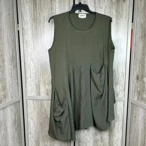 Atelier Mariflor Top 2XL Linen Olive Green Art To Wear Lagenlook